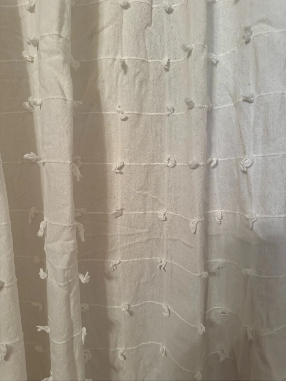 Boho White Tufted Grid Shower Curtain